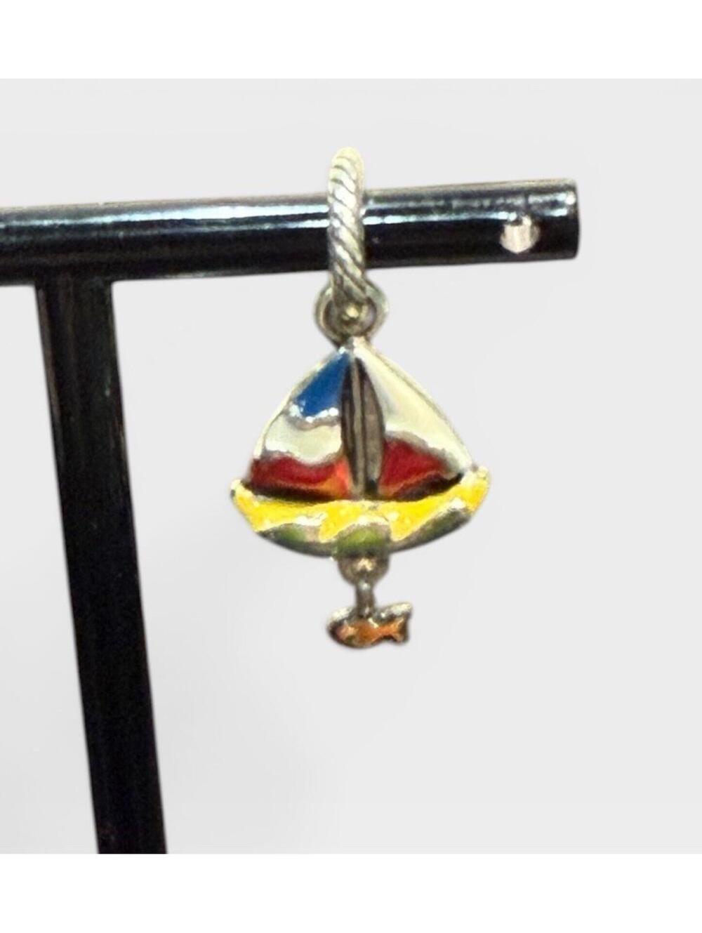 BRIGHTON ABC SAIL BOAT Multi Color Enamel Silver CHARM Add A Bead Bracelet